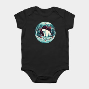 Polar Bear in Ornament, Love Bears Baby Bodysuit